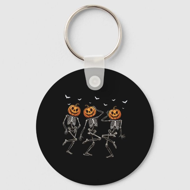 Funny Halloween Pumpkin Dancing Skeleton Costume W Keychain (Front)