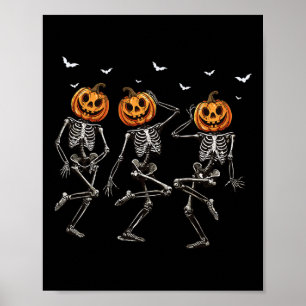 Funny Halloween Pumpkin Dancing Skeleton Costume W Poster