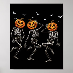 Funny Halloween Pumpkin Dancing Skeleton Costume W Poster