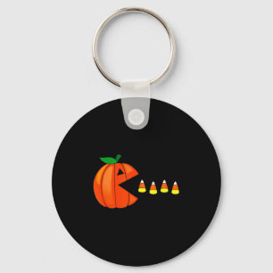 Funny Halloween Pumpkin Eating Candy Corn  Keychain