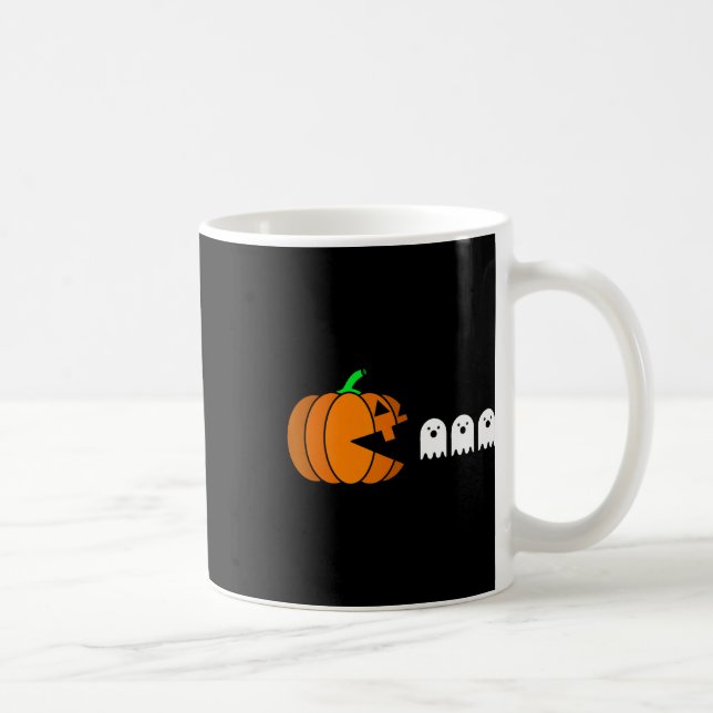 Funny Halloween Pumpkin Eating Ghost  Coffee Mug (Right)