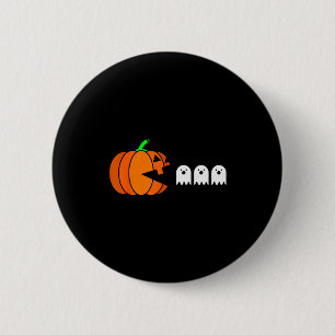 Funny Halloween Pumpkin Eating Ghost, Gamer Men Wo 2 Inch Round Button