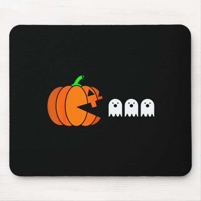 Funny Halloween Pumpkin Eating Ghost, Gamer Men Wo Mouse Pad (Front)