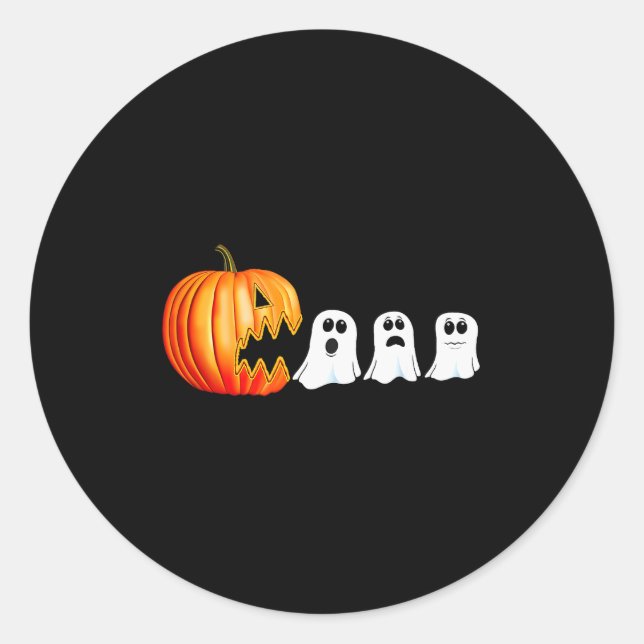 Funny Halloween Pumpkin Ghosts Jack O Lantern  Classic Round Sticker (Front)