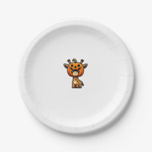 Funny Halloween Pumpkin Giraffe Autumn Helmet Hat Paper Plate