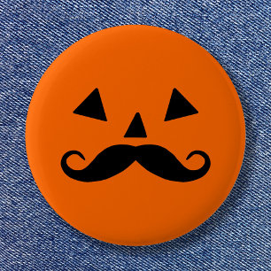 Funny Halloween Pumpkin Moustache 2 Inch Round Button