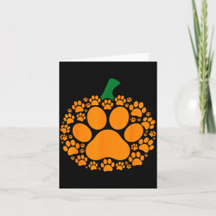 Funny Halloween Pumpkin Paw Print Dog Lover Cat Card