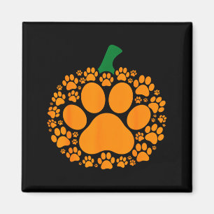 Funny Halloween Pumpkin Paw Print Dog Lover Cat Magnet