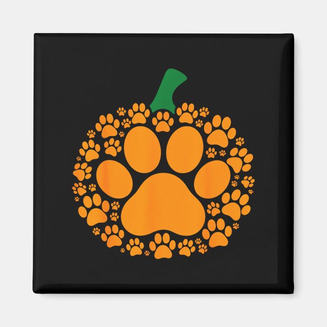 Funny Halloween Pumpkin Paw Print Dog Lover Cat  Magnet (Front)