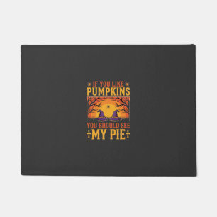 Funny Halloween Pumpkin Pie Witch Design_1 Doormat