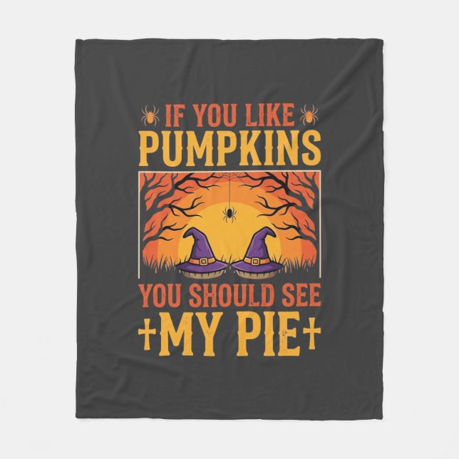 Funny Halloween Pumpkin Pie Witch Design_1 Fleece Blanket (Front)