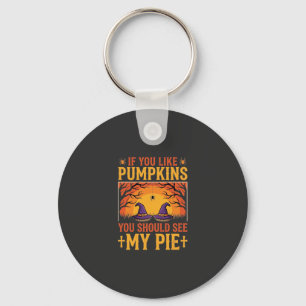 Funny Halloween Pumpkin Pie Witch Design_1 Keychain