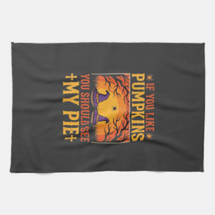 Funny Halloween Pumpkin Pie Witch Design_1 Kitchen Towel