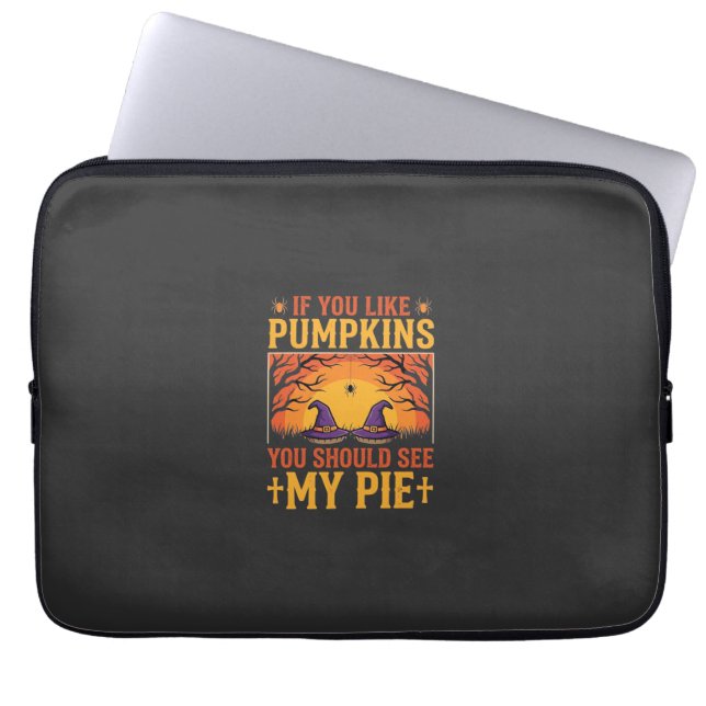 Funny Halloween Pumpkin Pie Witch Design_1 Laptop Sleeve (Front)