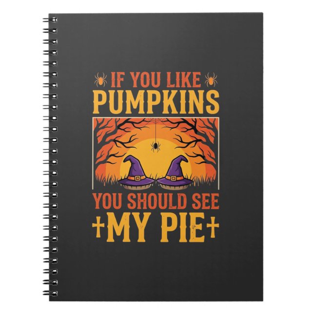Funny Halloween Pumpkin Pie Witch Design_1 Notebook (Front)