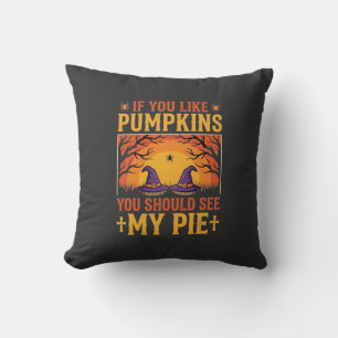 Funny Halloween Pumpkin Pie Witch Design_1 Throw Pillow