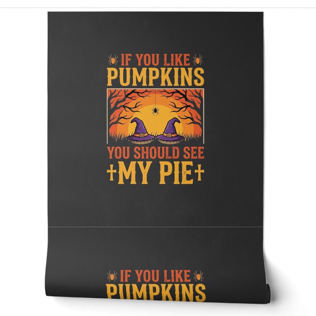 Funny Halloween Pumpkin Pie Witch Design_1 Wallpaper (Unrolling)