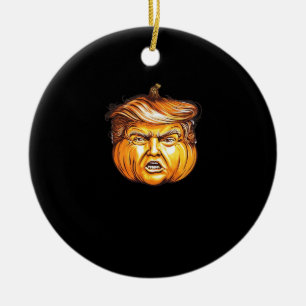 Funny Halloween Pumpkin Political Parody Donald Tr Ceramic Ornament