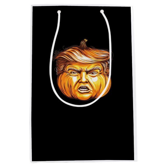 Funny Halloween Pumpkin Political Parody Donald Tr Medium Gift Bag (Front)