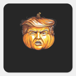 Funny Halloween Pumpkin Political Parody Donald Tr Square Sticker