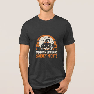 Funny Halloween Pumpkin Spice and Spooky Nights Tri-Blend Shirt