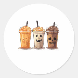 Funny Halloween Pumpkin Spice Latte Coffee Fall Wo Classic Round Sticker