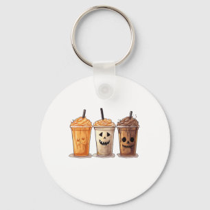 Funny Halloween Pumpkin Spice Latte Coffee Fall Wo Keychain