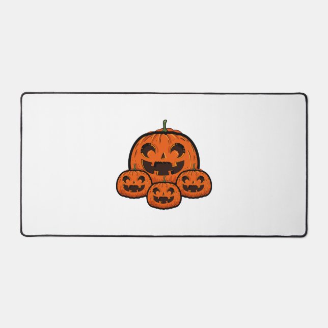 Funny Halloween Pumpkin, Spooky Halloween Desk Mat (Front)