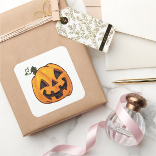 Funny Halloween Pumpkin Square Sticker