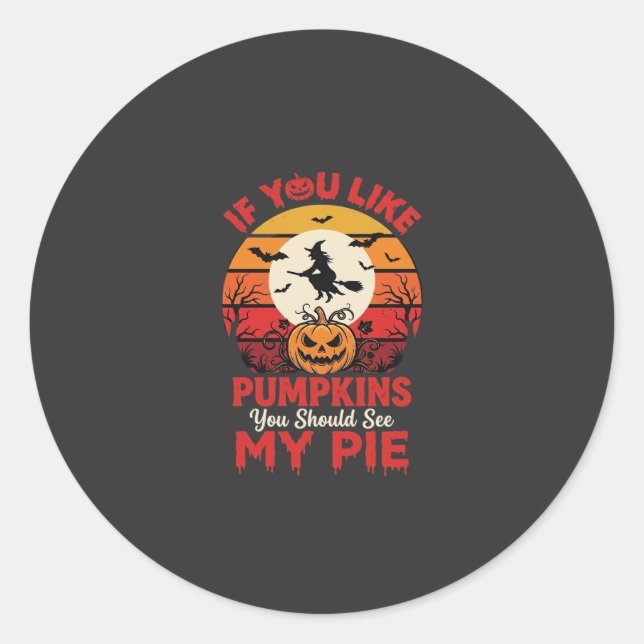Funny Halloween Pumpkins Pie Design_1 Classic Round Sticker (Front)