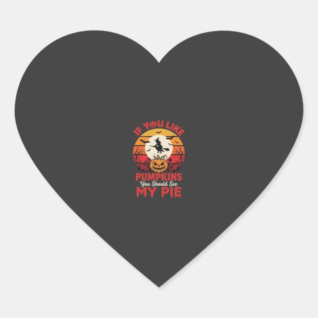 Funny Halloween Pumpkins Pie Design_1 Heart Sticker (Front)