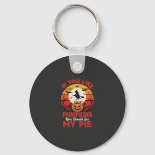 Funny Halloween Pumpkins Pie Design_1 Keychain