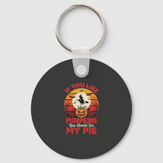 Funny Halloween Pumpkins Pie Design_1 Keychain (Front)