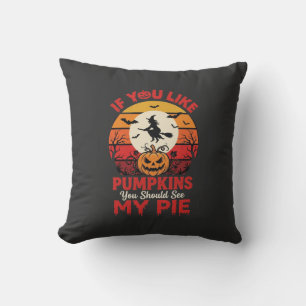 Funny Halloween Pumpkins Pie Design_1 Throw Pillow