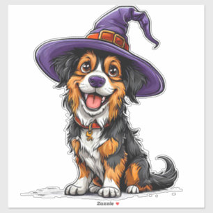 Funny Halloween Puppy In Magic Hat Costume