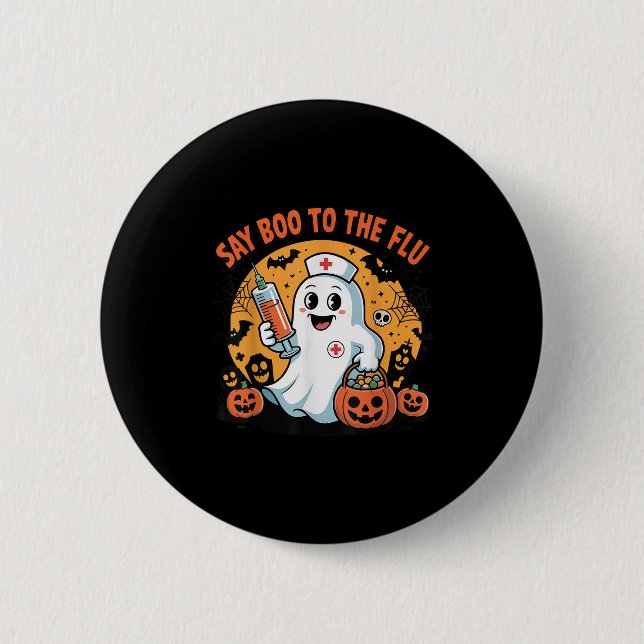 Funny Halloween Quote Say Boo To The Flu Cool Vacc 2 Inch Round Button (Front)
