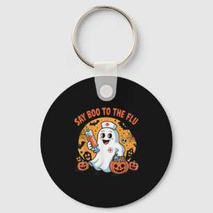 Funny Halloween Quote Say Boo To The Flu Cool Vacc Keychain