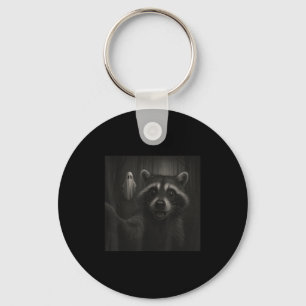 Funny Halloween Raccoon Selfie With Soky Ghost Keychain