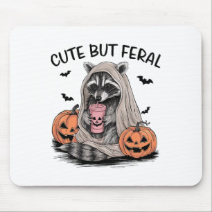 Funny Halloween Raccoon With Pumpkins Bats - Cute Mouse Pad
