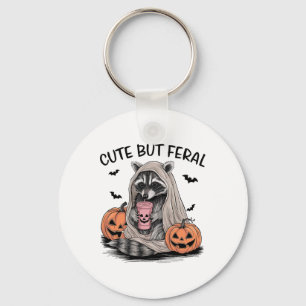 Funny Halloween Raccoon With Pumpkins Ts - Cute Bu Keychain