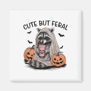 Funny Halloween Raccoon With Pumpkins Ts - Cute Bu Magnet