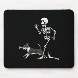 Funny Halloween Rat Terrier And Skeleton  Mouse Pad