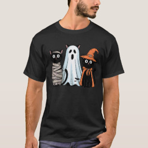 Funny Halloween Retro Trio of Black Cats Pumpkin S T-Shirt