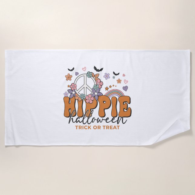 Funny Halloween saying Hippie Halloween Beach Towel (Front)