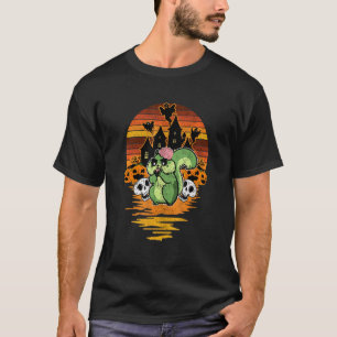 Funny Halloween Scary Hamster Retro Sunset Skull P T-Shirt