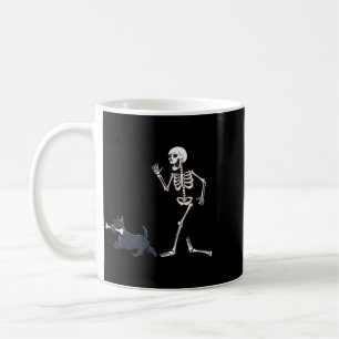 Funny Halloween Scottish Terrier And Skeleton Coffee Mug