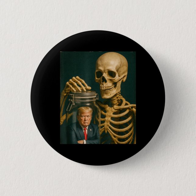 Funny Halloween Skeleton 2 Inch Round Button (Front)