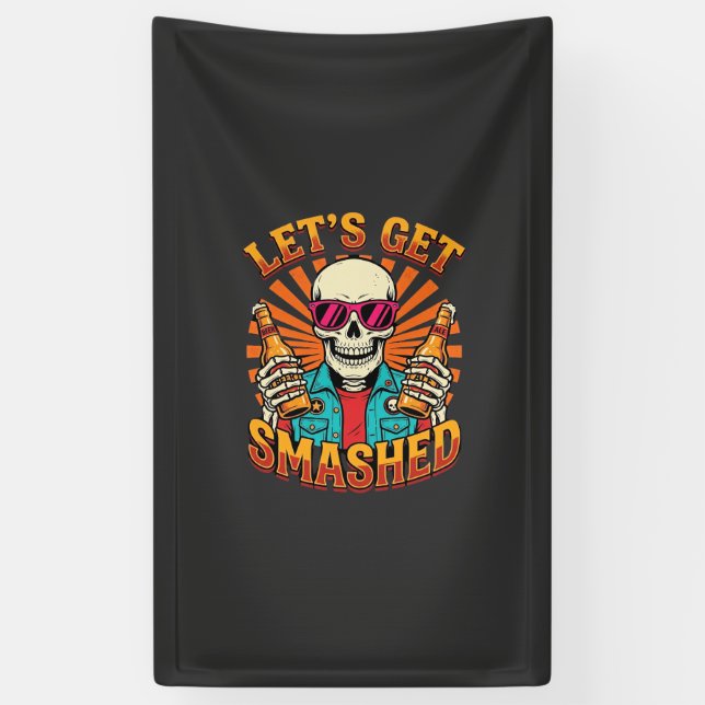 Funny Halloween Skeleton Beer Smashed Design_1 Banner (Vertical)