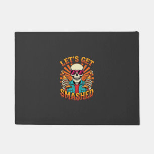Funny Halloween Skeleton Beer Smashed Design_1 Doormat