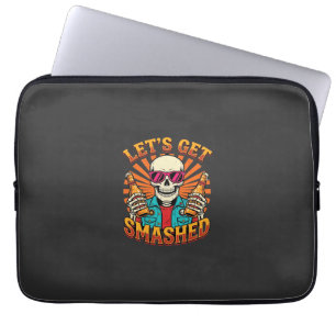 Funny Halloween Skeleton Beer Smashed Design_1 Laptop Sleeve